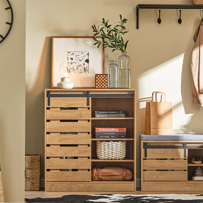 SoBuy | Buffet à porte coulissante | Commode | Meuble à chaussures | Meuble d'entrée | FSB65-N