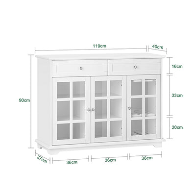 SoBuy | Meuble de cuisine avec porte vitrée | Buffet | Console | Blanc | FSB77-W