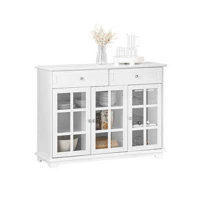 SoBuy | Meuble de cuisine avec porte vitrée | Buffet | Console | Blanc | FSB77-W