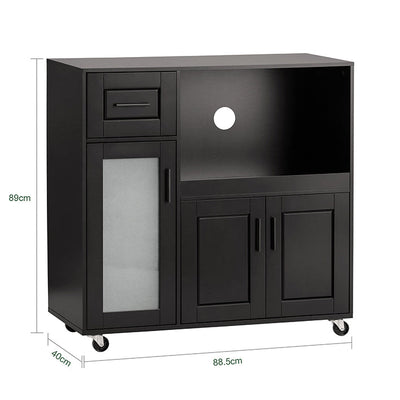 SoBuy | Carrello da cucina | Madia su ruote | Armadietto da cucina | Carrello di servizio | Nero | FSB78-SCH