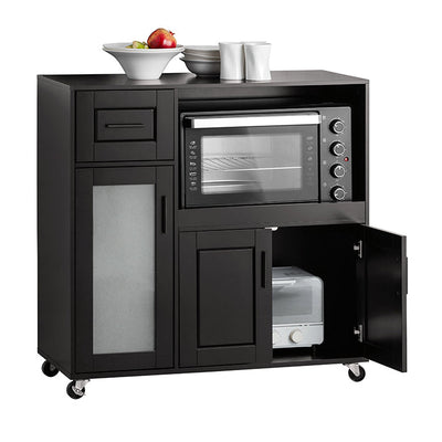 SoBuy | Carrello da cucina | Madia su ruote | Armadietto da cucina | Carrello di servizio | Nero | FSB78-SCH