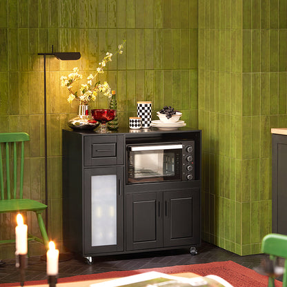 SoBuy | Chariot de cuisine | Buffet à roulettes | Meuble de cuisine | Chariot roulant | Noir | FSB78-SCH