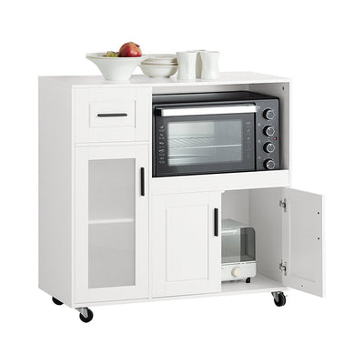 SoBuy | Carrello da Cucina | Credenza su Ruote | Armadietto per Microonde | Bianco | FSB78-W
