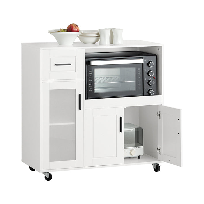 SoBuy | Carrello da Cucina | Credenza su Ruote | Armadietto per Microonde | Bianco | FSB78-W