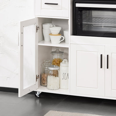 SoBuy | Carrello da Cucina | Credenza su Ruote | Armadietto per Microonde | Bianco | FSB78-W