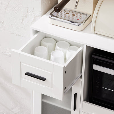 SoBuy | Carrello da Cucina | Credenza su Ruote | Armadietto per Microonde | Bianco | FSB78-W