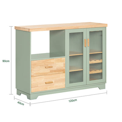 SoBuy | Sideboard mit 2 Glastüren | Küchenschrank | Flurschrank | Grün | FSB81-GR