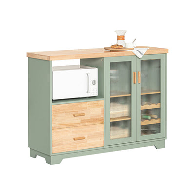 SoBuy | Sideboard mit 2 Glastüren | Küchenschrank | Flurschrank | Grün | FSB81-GR