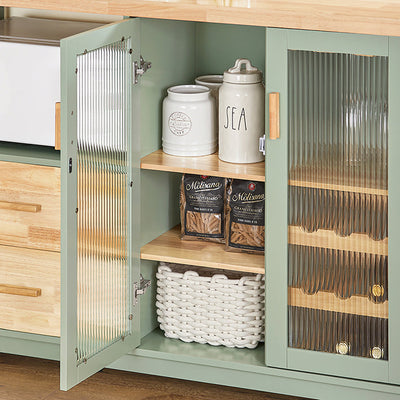 SoBuy | Sideboard mit 2 Glastüren | Küchenschrank | Flurschrank | Grün | FSB81-GR