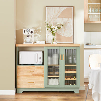 SoBuy | Sideboard mit 2 Glastüren | Küchenschrank | Flurschrank | Grün | FSB81-GR
