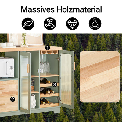 SoBuy | Sideboard mit 2 Glastüren | Küchenschrank | Flurschrank | Grün | FSB81-GR