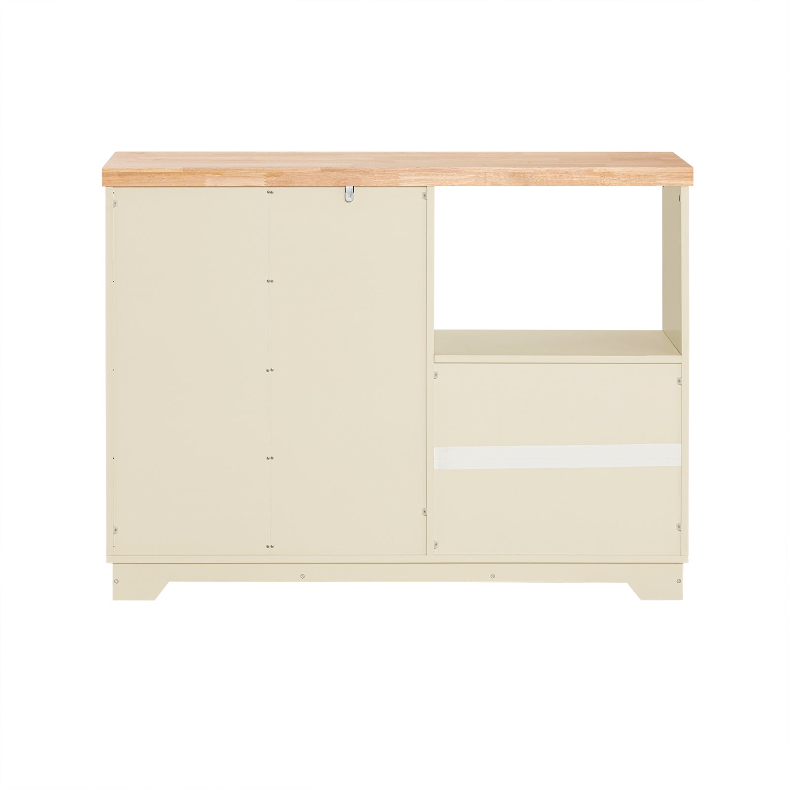 SoBuy Küchenschrank Buffet Kommode mit Glastüren & Schubladen Beige FSB81-MI