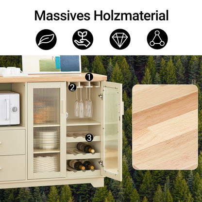 SoBuy | Buffet à 2 portes vitrées | Meuble de cuisine | Commode | Beige | FSB81-MI 