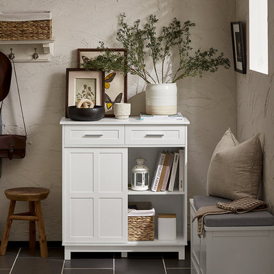 SoBuy | Scarpiera | Madia con ante scorrevoli | Credenza da cucina | Cassettiera | FSB84-W