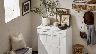 SoBuy | Scarpiera | Madia con ante scorrevoli | Credenza da cucina | Cassettiera | FSB84-W