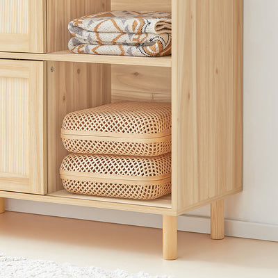 SoBuy | Buffet avec portes coulissantes | Meuble d'entrée | Meuble de cuisine | Commode | Naturel | FSB87-N