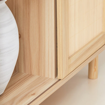SoBuy | Buffet avec portes coulissantes | Meuble d'entrée | Meuble de cuisine | Commode | Naturel | FSB87-N