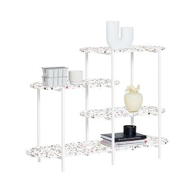 SoBuy | Consolle in metallo | Tavolo da ingresso | Credenza | Scaffale autoportante | Marmo bianco | FSB89-W