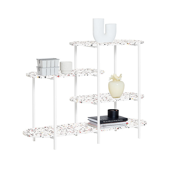 SoBuy | Consolle in metallo | Tavolo da ingresso | Credenza | Scaffale autoportante | Marmo bianco | FSB89-W