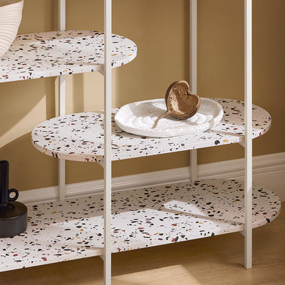 SoBuy | Consolle in metallo | Tavolo da ingresso | Credenza | Scaffale autoportante | Marmo bianco | FSB89-W