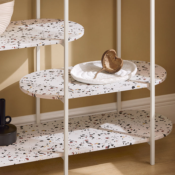 SoBuy | Consolle in metallo | Tavolo da ingresso | Credenza | Scaffale autoportante | Marmo bianco | FSB89-W