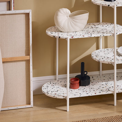 SoBuy | Console en métal | Table d'entrée | Buffet | Étagère autoportante | Blanc marbré | FSB89-W