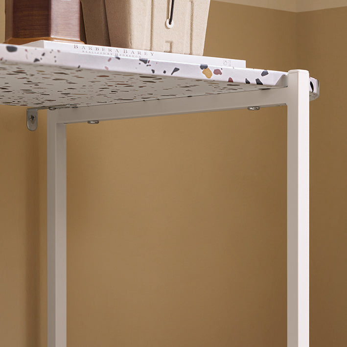 SoBuy | Consolle in metallo | Tavolo da ingresso | Credenza | Scaffale autoportante | Marmo bianco | FSB89-W