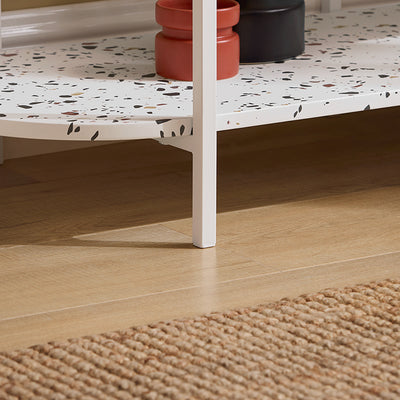 SoBuy | Console en métal | Table d'entrée | Buffet | Étagère autoportante | Blanc marbré | FSB89-W