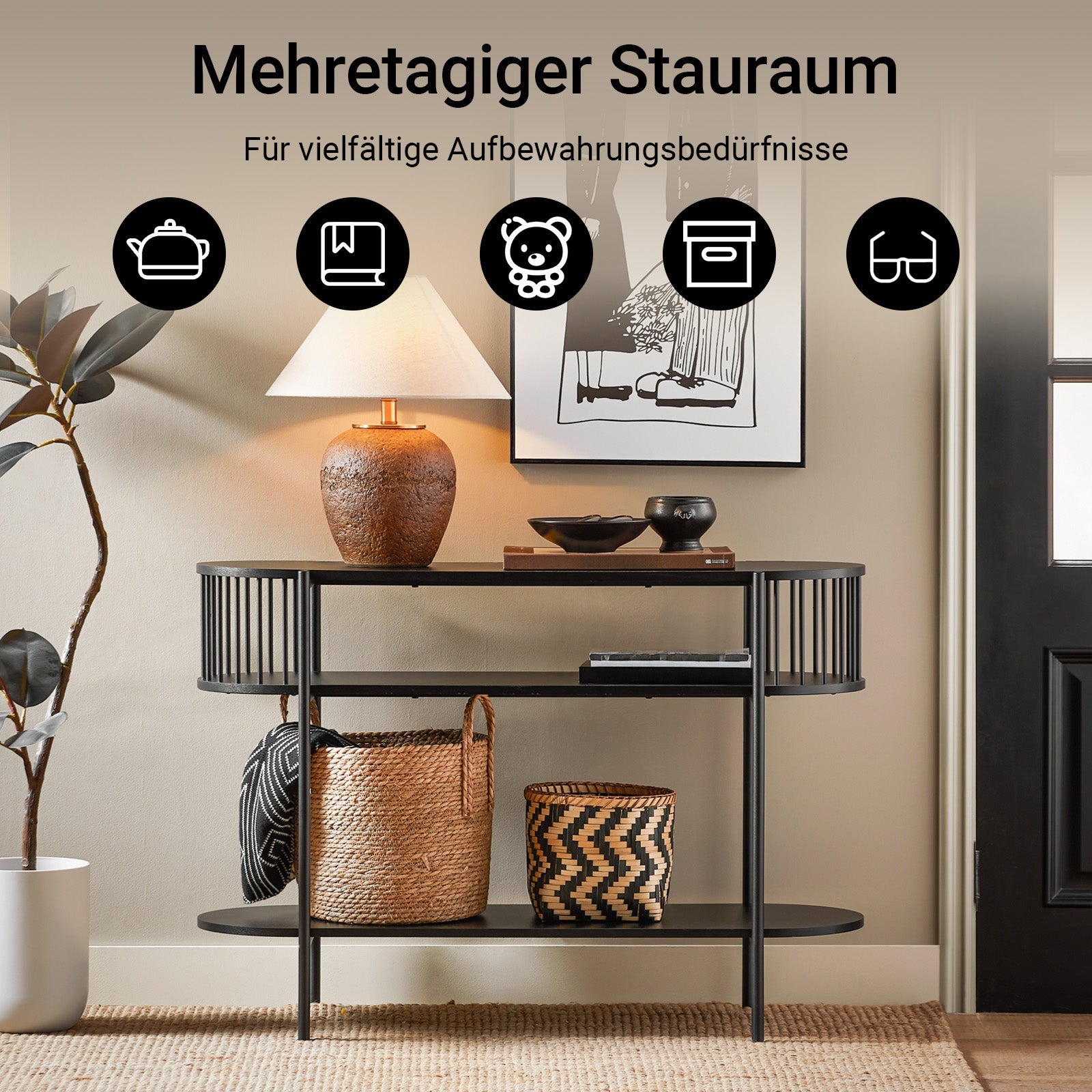 Prevendita | SoBuy | Tavolo Consolle | Tavolo da Ingresso | Credenza Stretta | Tavolino da Divano | Tavolino Decorativo Nero | FSB90-SCH