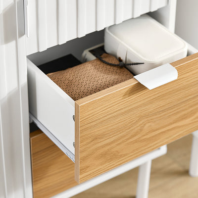 SoBuy | Küchenschrank | Sideboard | Aufbewahrungsschrank | Kommode | Weiß-Natur | FSB91-WN