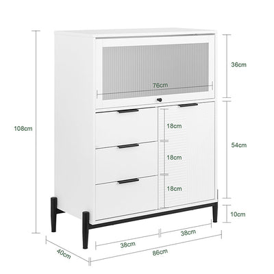 SoBuy Credenza Armadietto da Soggiorno Mobiletto da Ingresso Bianco-Nero 92x119x40cm FSB94-W