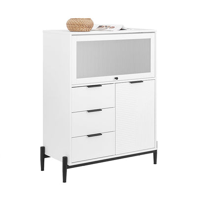 SoBuy Credenza Armadietto da Soggiorno Mobiletto da Ingresso Bianco-Nero 92x119x40cm FSB94-W