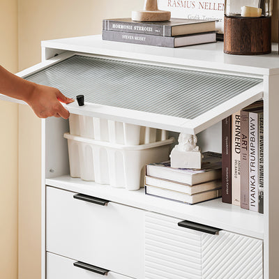 Buffet SoBuy, meuble de rangement pour entrée, blanc et noir, 92 x 119 x 40 cm, FSB94-W