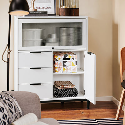 Buffet SoBuy, meuble de rangement pour entrée, blanc et noir, 92 x 119 x 40 cm, FSB94-W