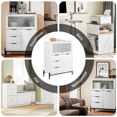 SoBuy Credenza Armadietto da Soggiorno Mobiletto da Ingresso Bianco-Nero 92x119x40cm FSB94-W