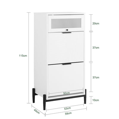 SoBuy | Meuble à chaussures | Rangement à chaussures à 2 portes | Coffre à chaussures | Blanc/Noir | FSB95-W 