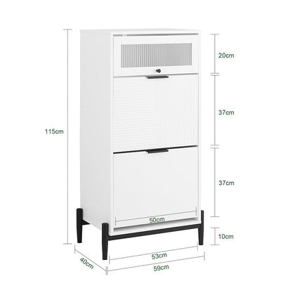 SoBuy | Scarpiera a ribalta | Scarpiera con 2 ante a battente | Cassettiera per scarpe | Bianco/Nero | FSB95-W