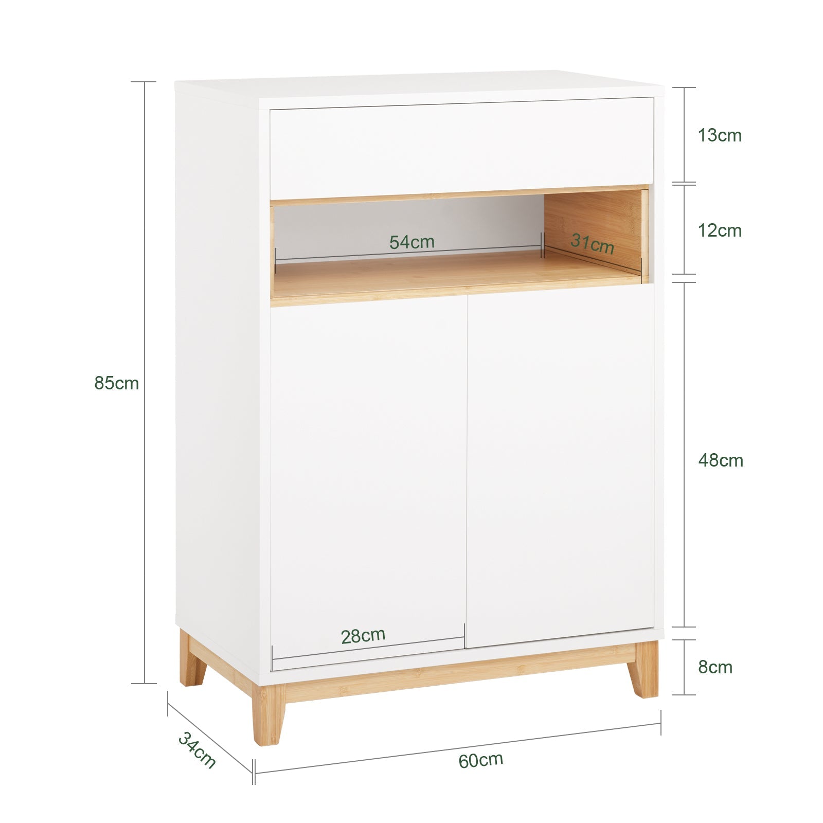 SoBuy | Credenza | Mobile contenitore | Armadio da ingresso | Cassettiera | Mobile da cucina | FSB97-WN