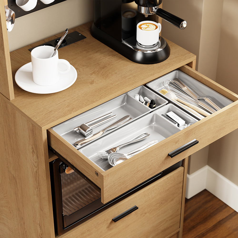 SoBuy Küchenschrank mit Steckdose und 2 USB-Anschlüssen 60x40x170 cm Natur FSB98-E-N