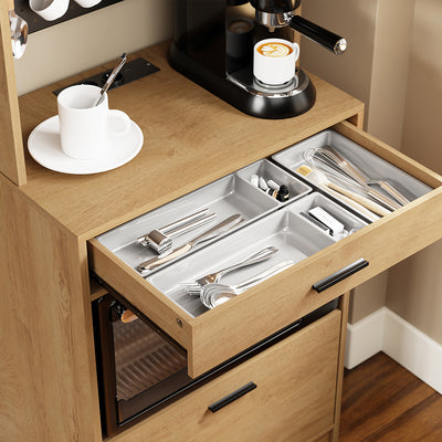 SoBuy Küchenschrank mit Steckdose und 2 USB-Anschlüssen 60x40x170 cm Natur FSB98-E-N