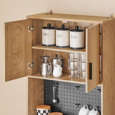 Vorverkauf | SoBuy Mikrowellenschrank 170cm mit Pegboard - Küchenschrank Vintage 60x170x40cm FSB98-N