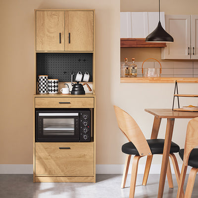 Vorverkauf | SoBuy Mikrowellenschrank 170cm mit Pegboard - Küchenschrank Vintage 60x170x40cm FSB98-N