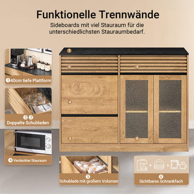 SoBuy | Îlot de cuisine | Buffet | Meuble de cuisine | Buffet | Naturel/Noir | FSB99-N 