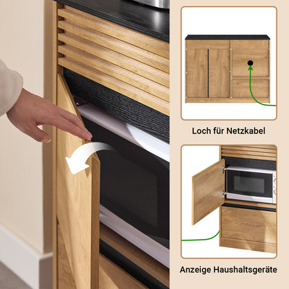 SoBuy | Kücheninsel | Sideboard | Küchenschrank | Buffet | Natur/Schwarz | FSB99-N