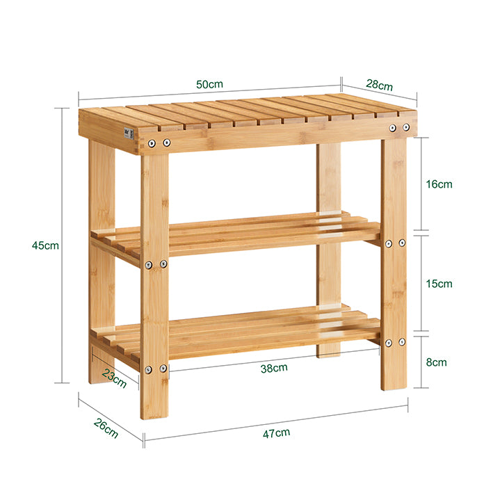 SoBuy | Étagère à chaussures | Banc étroit | Largeur 50 cm | Bambou | FSR02-KN