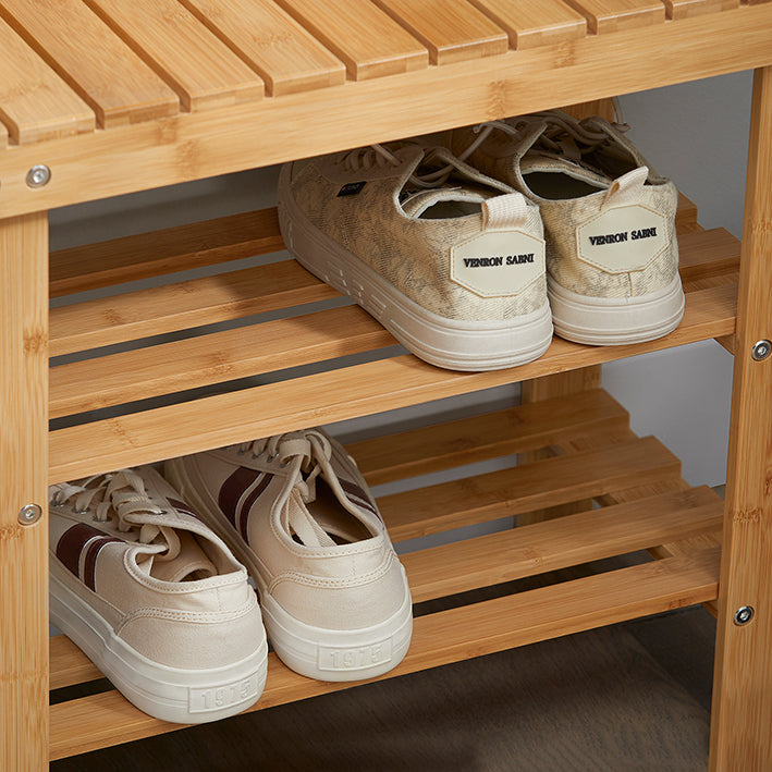 SoBuy | Étagère à chaussures | Banc étroit | Largeur 50 cm | Bambou | FSR02-KN