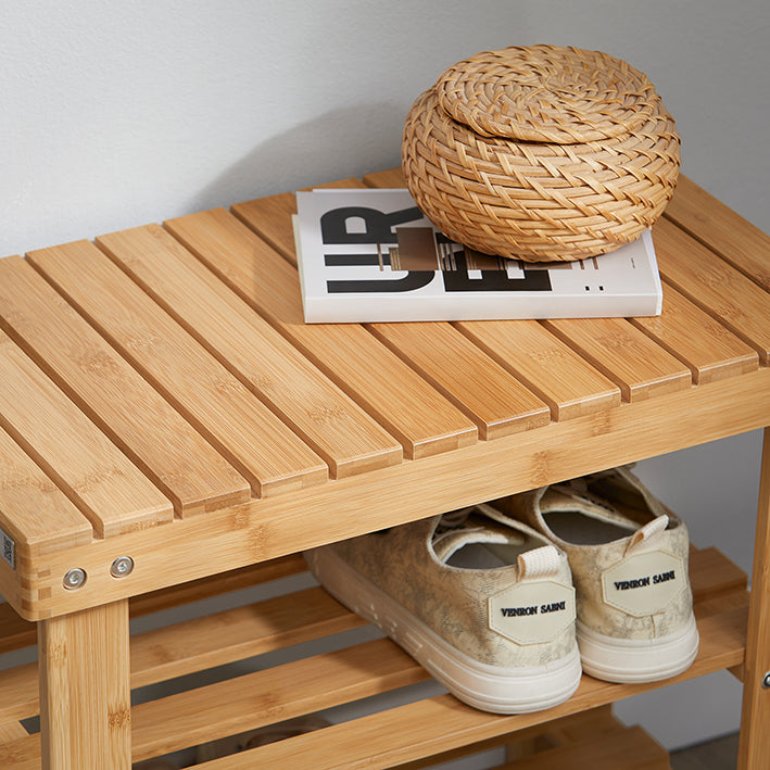 SoBuy | Scarpiera | Panca stretta | Larghezza 50 cm Bambù | FSR02-K-N