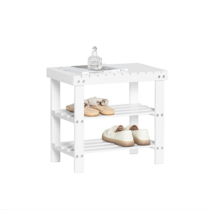 SoBuy | Scarpiera con panca | Stretta | Larga 50cm Bianca | FSR02-K-W
