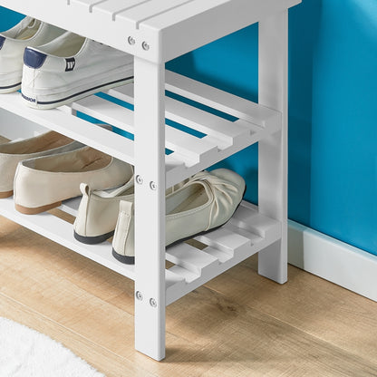 SoBuy | Schuhregal | Sitzbank schmal | Breit 50cm Weiß | FSR02-K-W