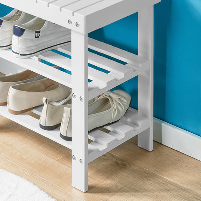 SoBuy | Scarpiera con panca | Stretta | Larga 50cm Bianca | FSR02-K-W